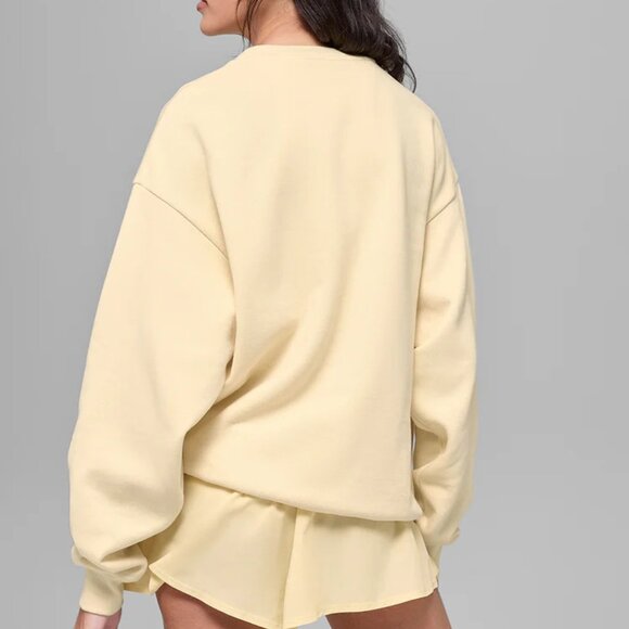 RARE Alo Accolade Crew Neck Pullover Limited: Candlelight Yellow/Butter Yellow - Picture 3 of 7